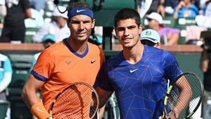 Nadal y Alcaraz, en su enfrentamiento en Madrid.