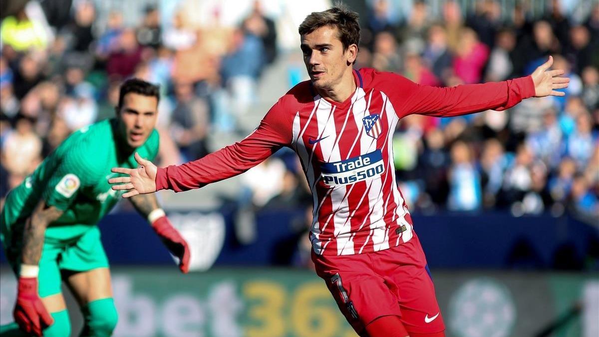 Griezmann celebra el primer gol del Atlético, marcado a los 39 segundos