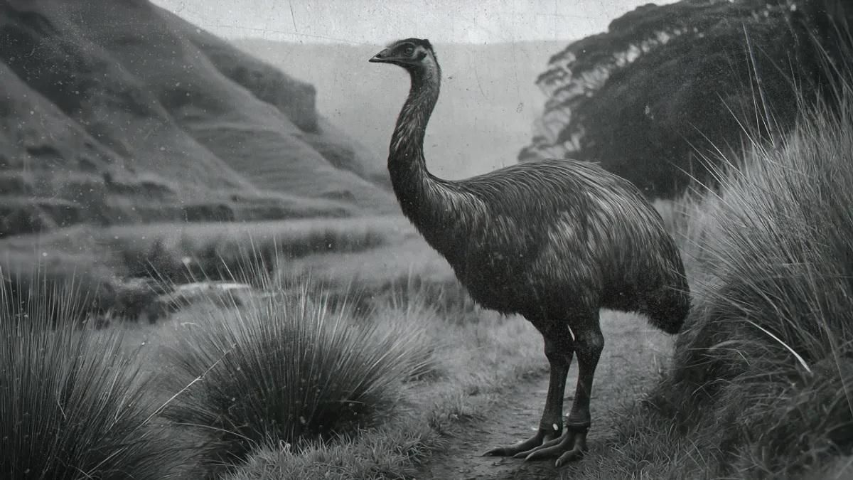 Recreación del moa gigante de la Isla del Sur