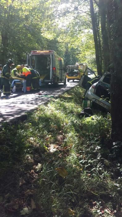 Herida una conductora al chocar con un árbol en Llanes