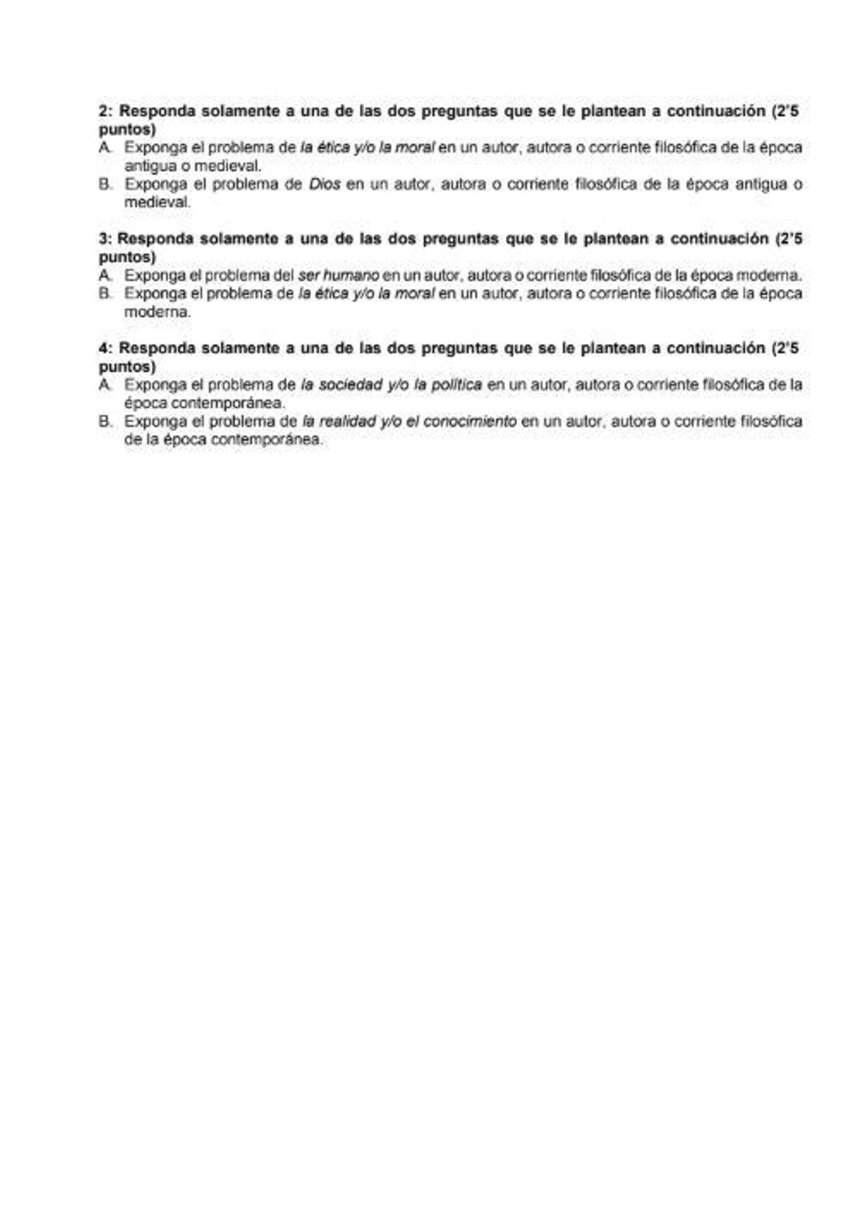 Examen de Historia de la Filosofía de la PAU extraordinaria de Madrid