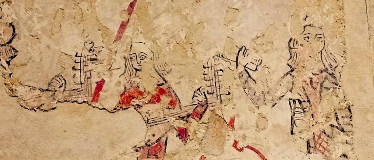 Músics al fresc mural dit Champassak. Anònim, devers 1300.