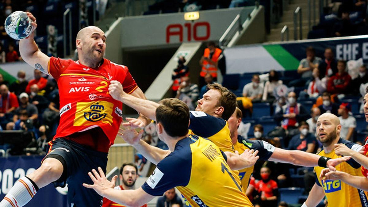 Joan Cañellas en el partido contra Suecia en Eslovaquia