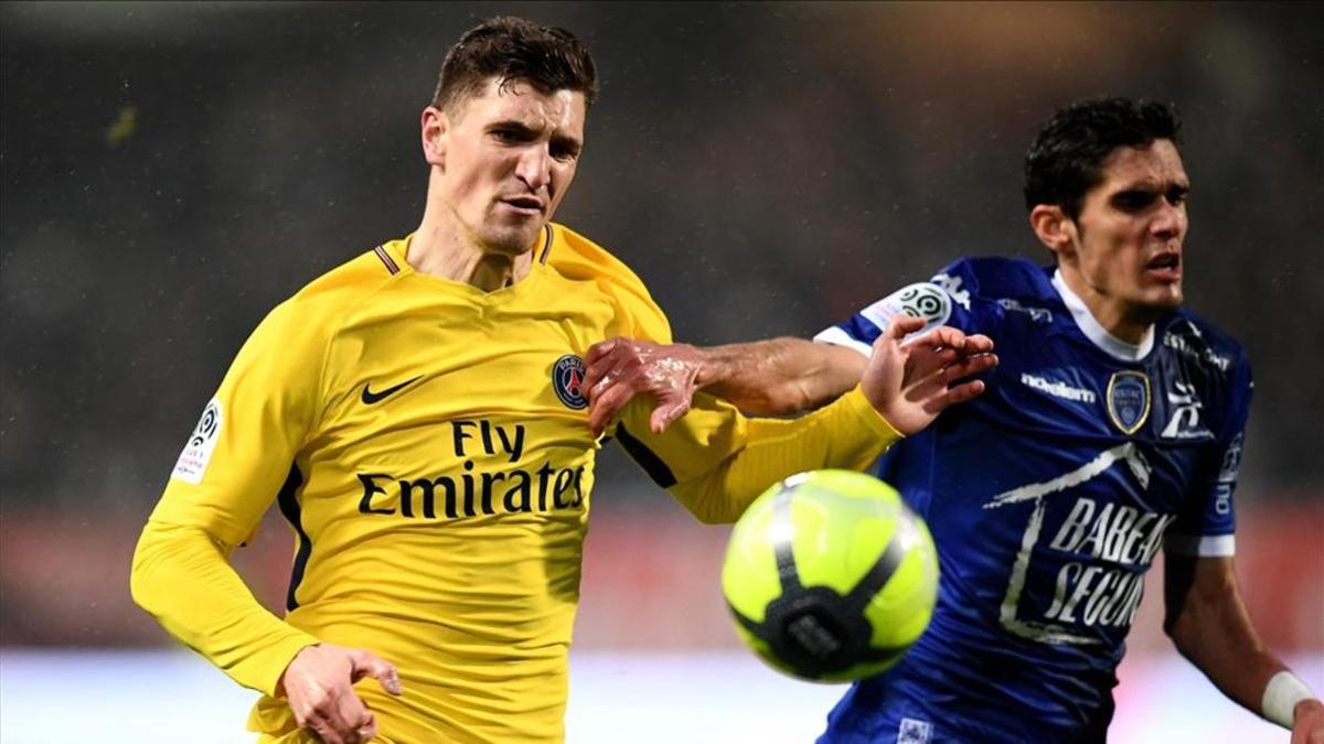 Meunier, en una acción del partido disputado ante el Troyes