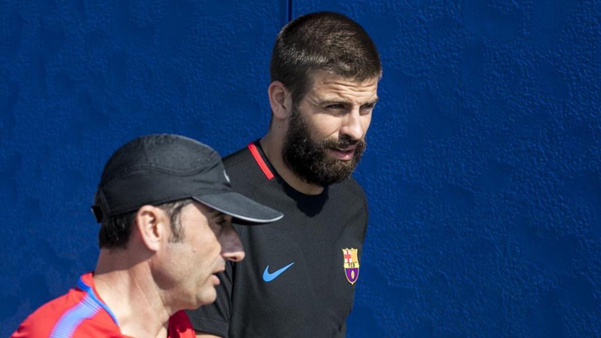 Gerard Piqué, antes de un entrenamiento en New Jersey