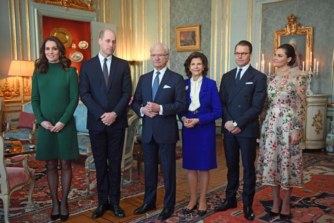 Kate y William junto a la familia real sueca