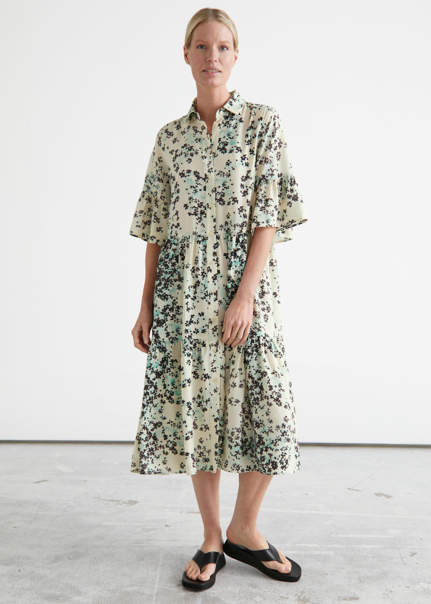Vestido camisero de largo midi estampado, de &Other Stories