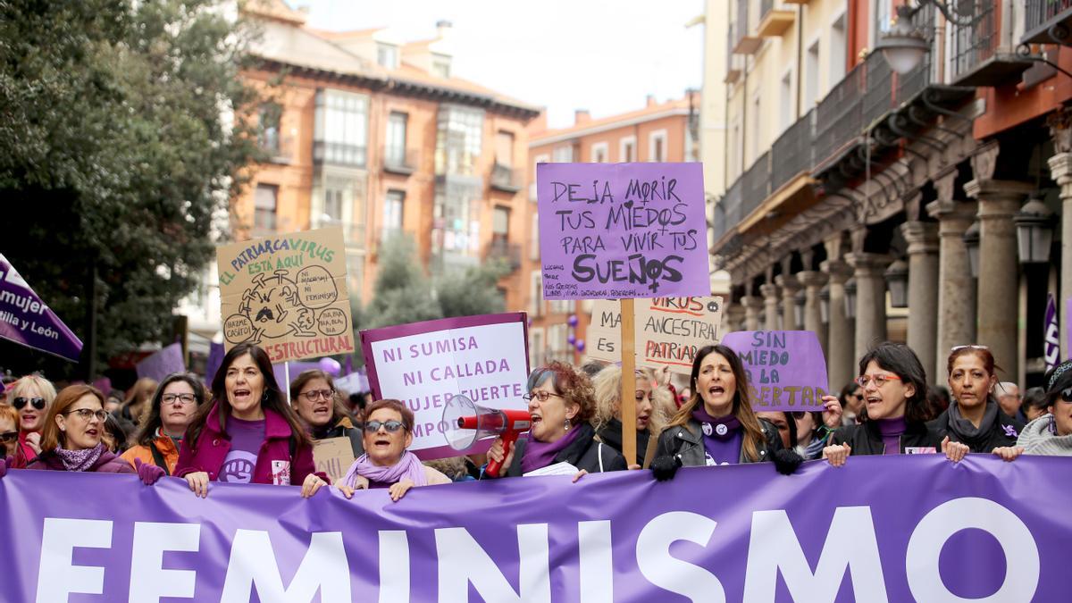 Manifestación en Valladolid con motivo del Día Internacional de la Mujer en 2020.