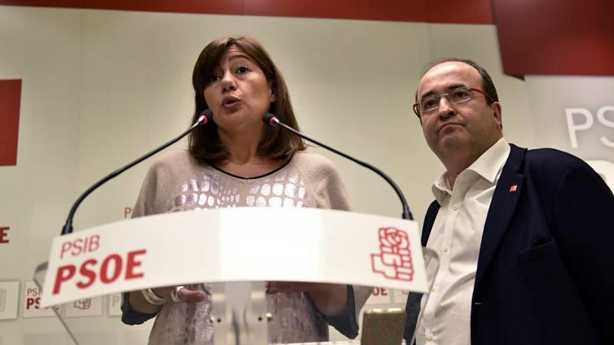 Francina Armengol y Miquel Iceta se reunieron ayer en la sede del PSIB de la calle Miracle.