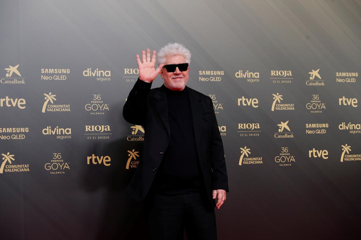 El director Pedro Almodóvar posa en la alfombra roja en la 36ª edición de los Premios Goya en el Palau de les Arts en Valencia.