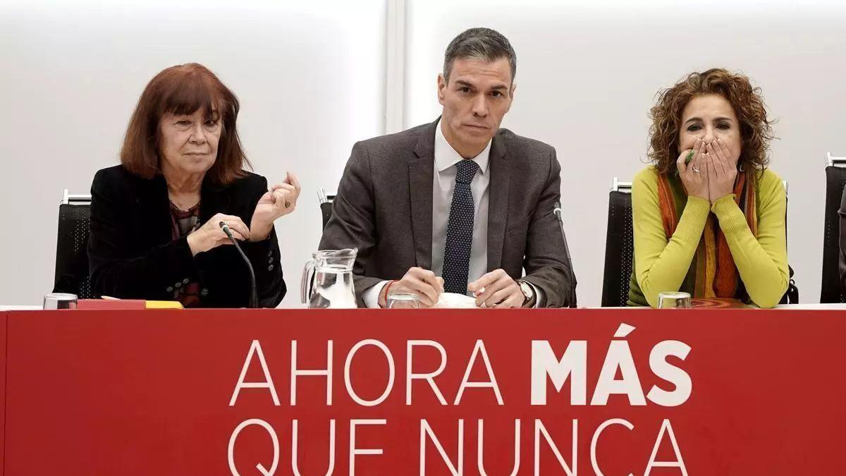 El presidente del Gobierno, Pedro Sánchez (c), durante una reunión de la ejecutiva del PSOE.