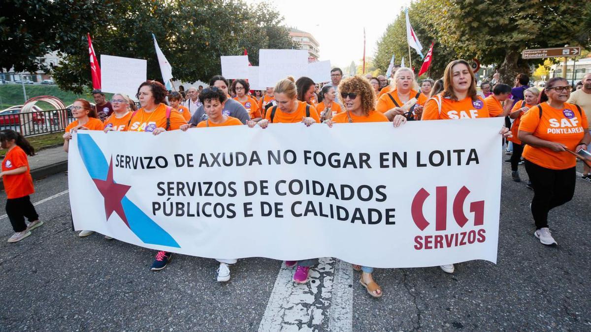 Una de las manifestaciones organizadas por el SAF de Ponteareas en estos dos meses en huelga.