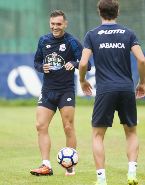 Lucas Pérez, último entrenamiento con el Deportivo