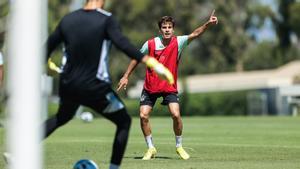 Riqui Puig, en su primer entrenamiento con Los Ángeles Galaxy.