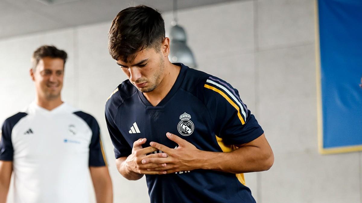 Brahim, ejercitándose hoy en el gimnasio