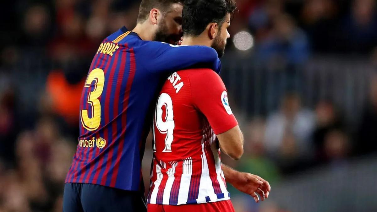 Gerard Piqué, junto a Diego Costa en un Barça-Atlético de Madrid
