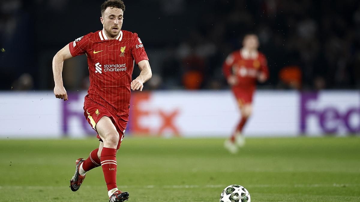 Diogo Jota del Liverpool durante el partido de la Champions League entre el PSG y el Liverpool en París