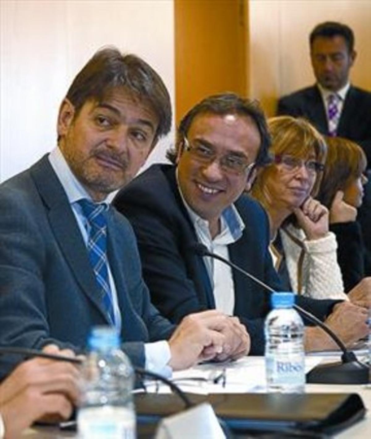 Oriol Pujol, durant la reunió de l’executiva de Convergència Democràtica celebrada dilluns.