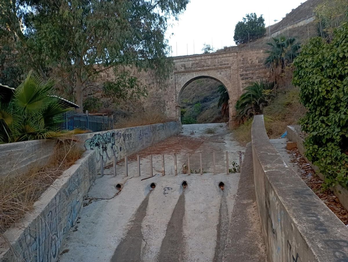 Vista del puente desde el cauce, en Parque del Sur.