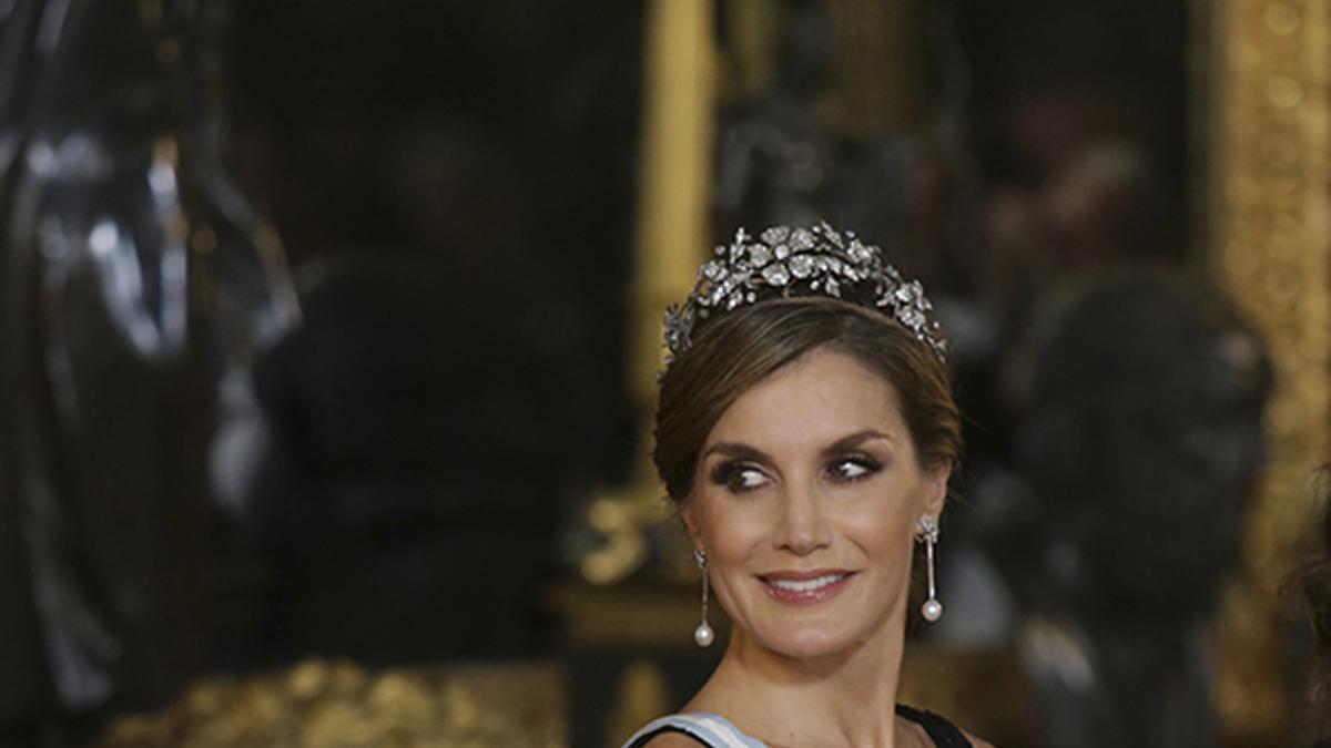 Letizia Ortiz durante la cena de gala ofrecida en el Palacio Real de Madrid con motivo de la visita del presidente de Israel y su mujer