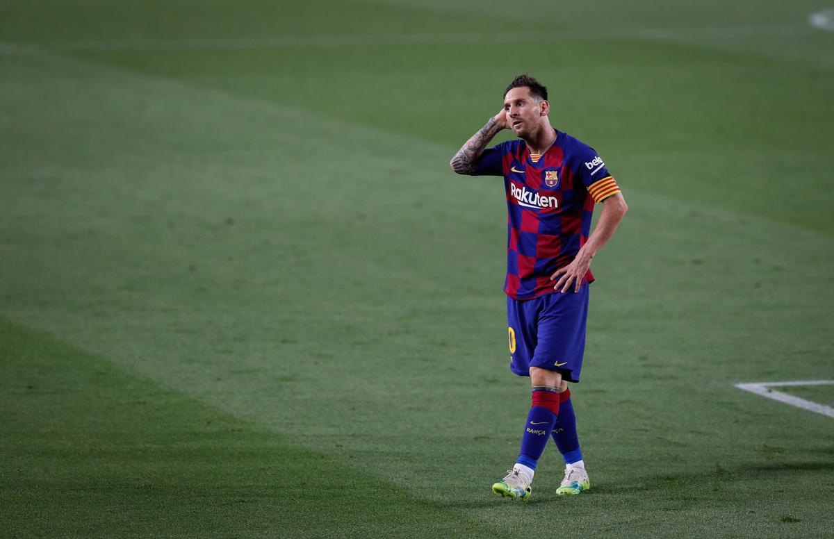 Messi, during a meeting at the Camp Nou