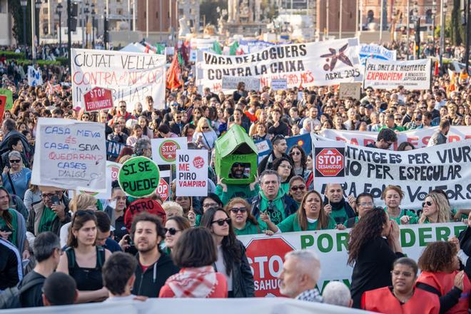 Manifestación para una rebaja de los alquileres en Barcelona