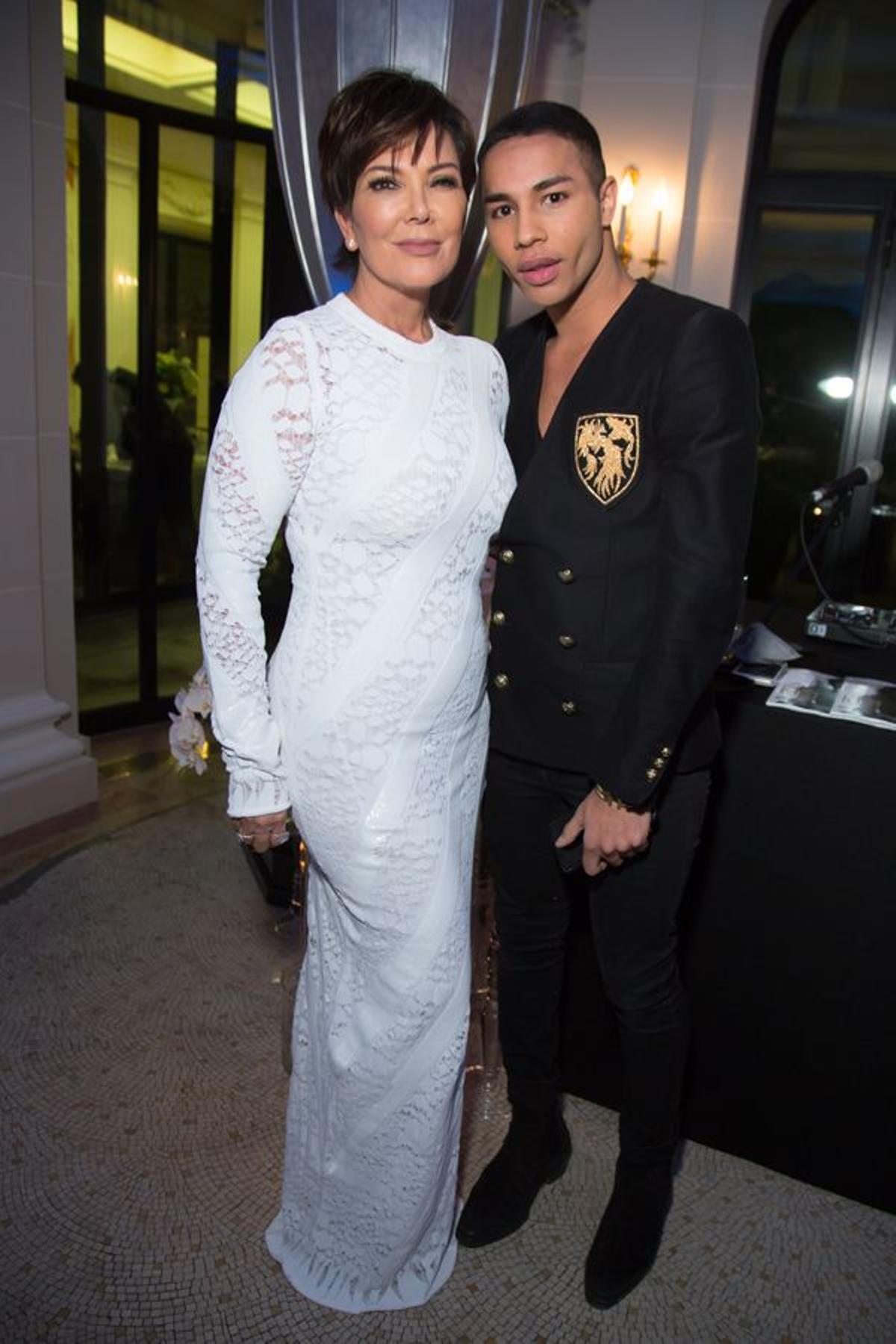 Kris Jenner y Olivier Rousteing en el desfile de Editorialist en PFW