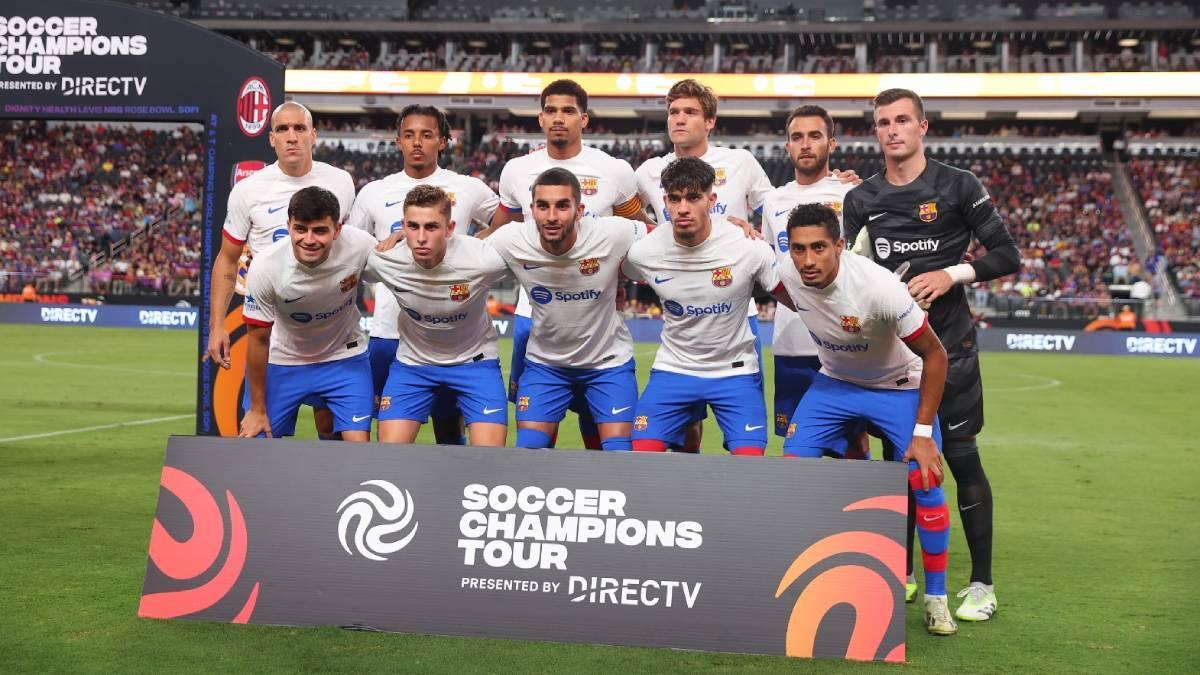 Imagen de la alineación que sacó Xavi ante el Milan