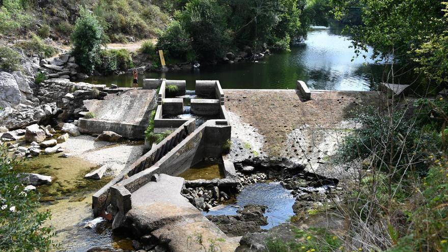 Estado de la presa del río Lérez en Monte Porreiro.