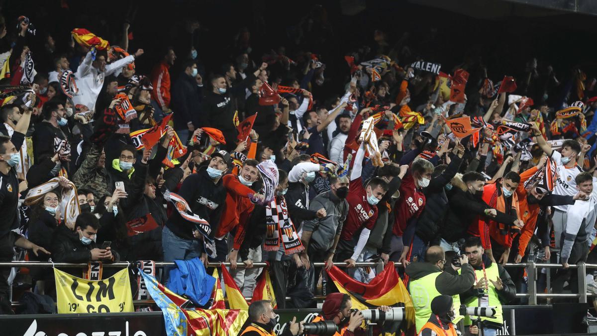 Una imagen de la grada en Mestalla