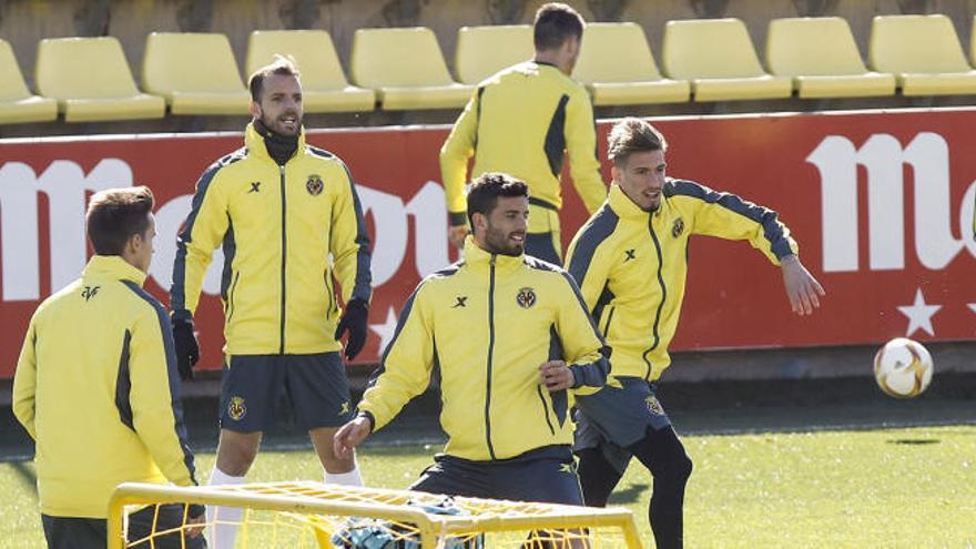 Un momento del último entrenamiento del Villarreal