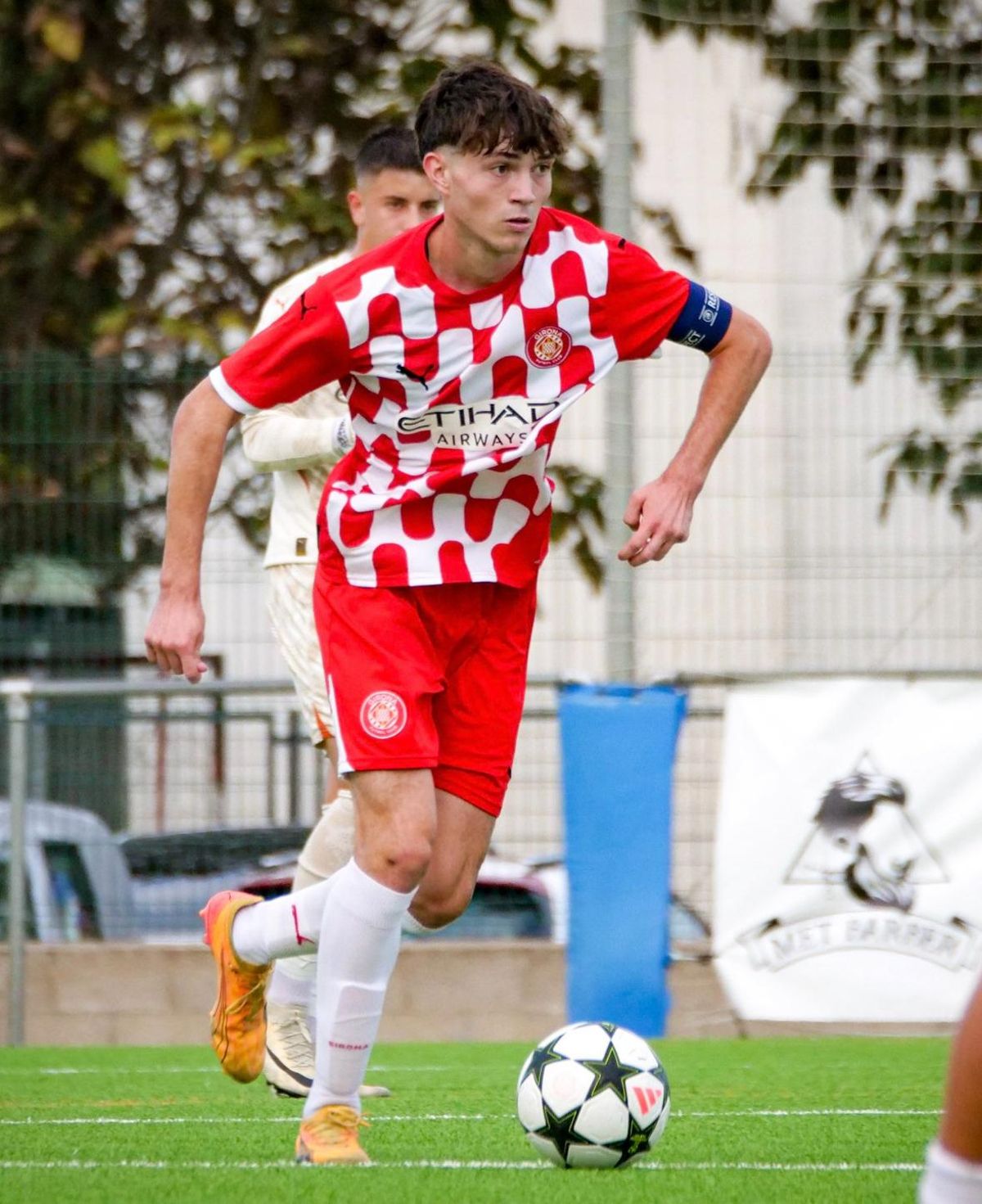 Arnau Coromina en un partit de la temporada passada amb el conjunt gironí