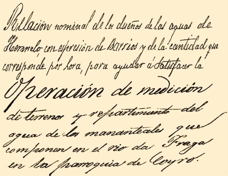 Documento de regantes, terras e reparto da auga.