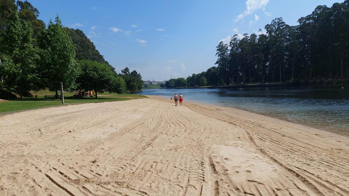 Los trabajos en el arenal urbano del Lérez