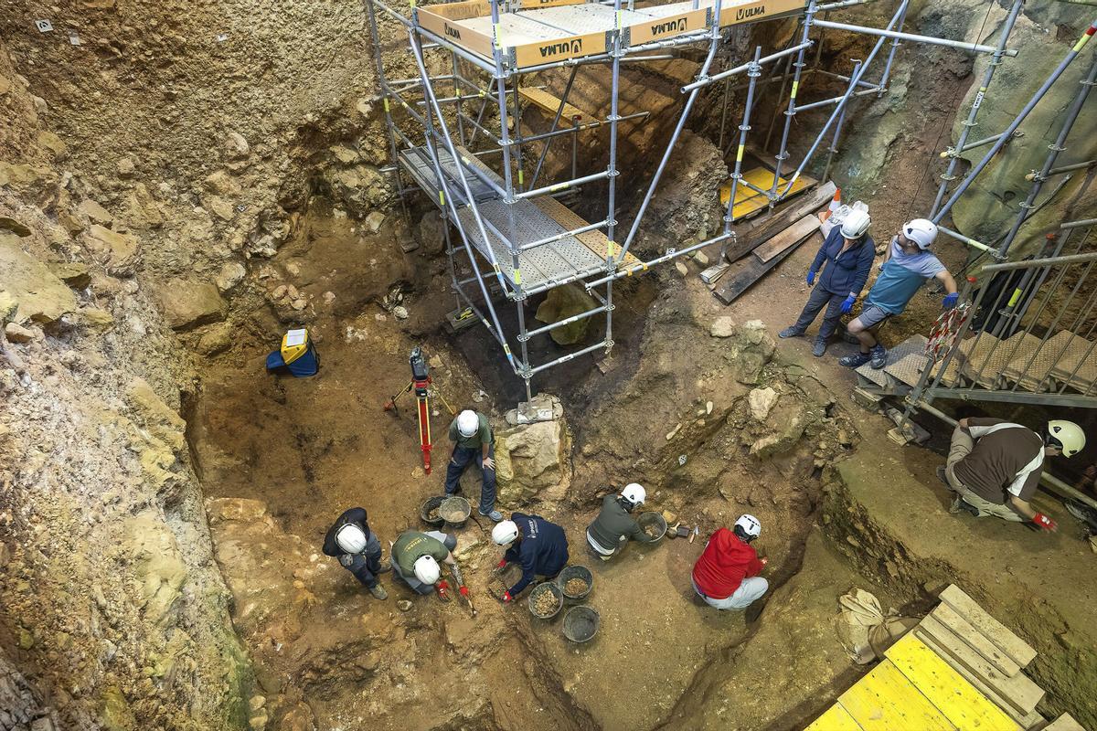Excavaciones en los yacimientos de la sierra de Atapuerca, en el yacimiento de la Sima del Elefante.