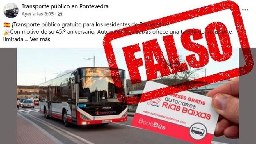 Pantallazo de la publicación falsa, sobre la que advierte la empresa.