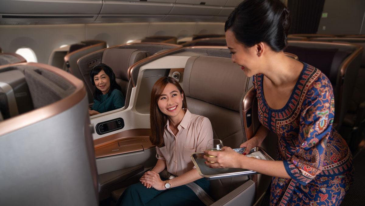 Interior de uno de los aviones de Singapore Airlines.