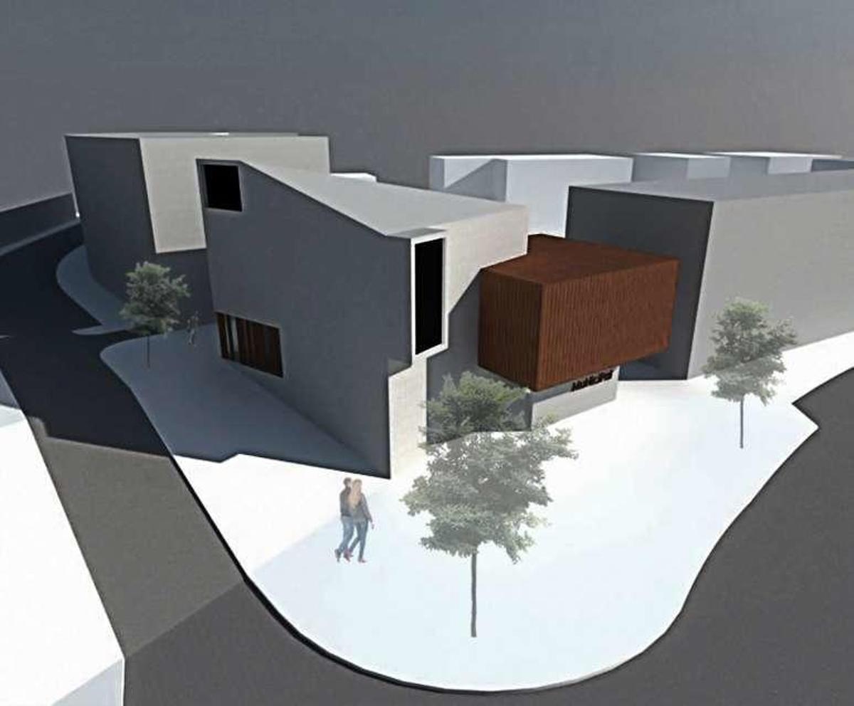 Recreación del diseño del edificio de la biblioteca.