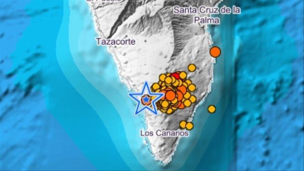 Mapa en el que se ubican los terremotos registrados esta noche.