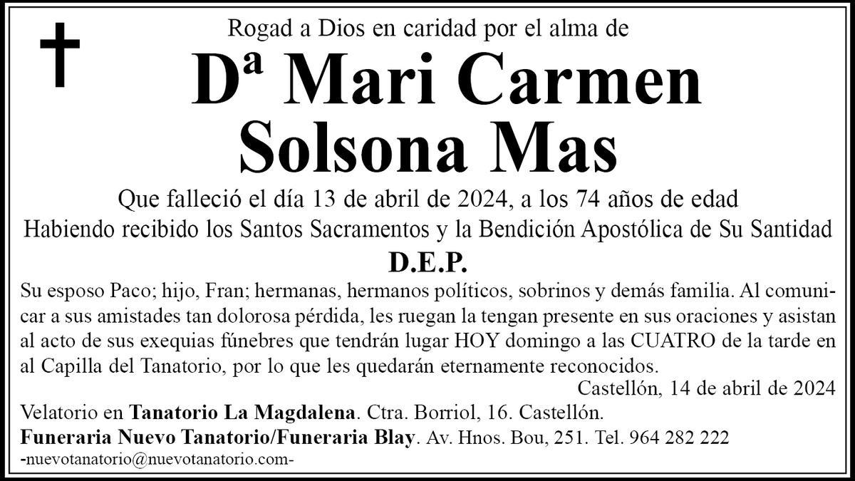 Dª Mari Carmen  Solsona Mas