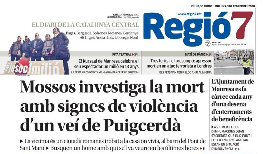 Portada del Regió7 d&#039;aquest dilluns