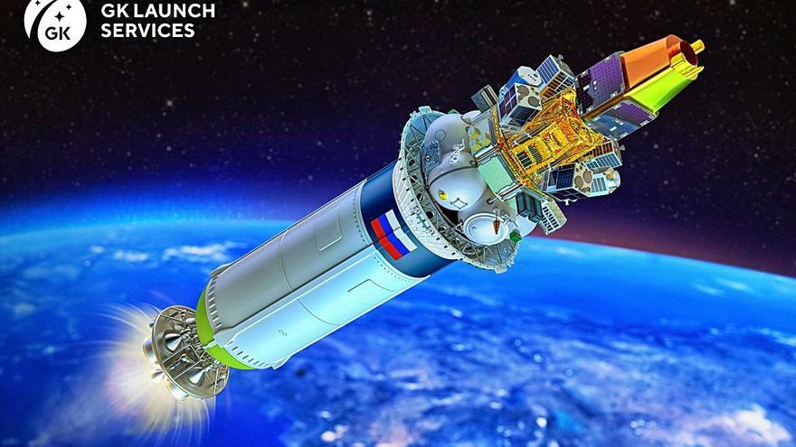 Recreación de los satélites en la
última etapa del cohete, antes de 
su eyección.   | // GK LAUNCH SERVICES