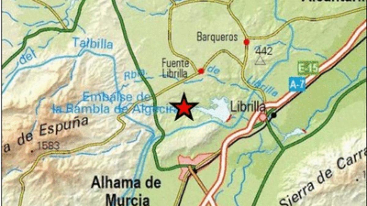 Mapa del terremoto en Alhama de Murcia.