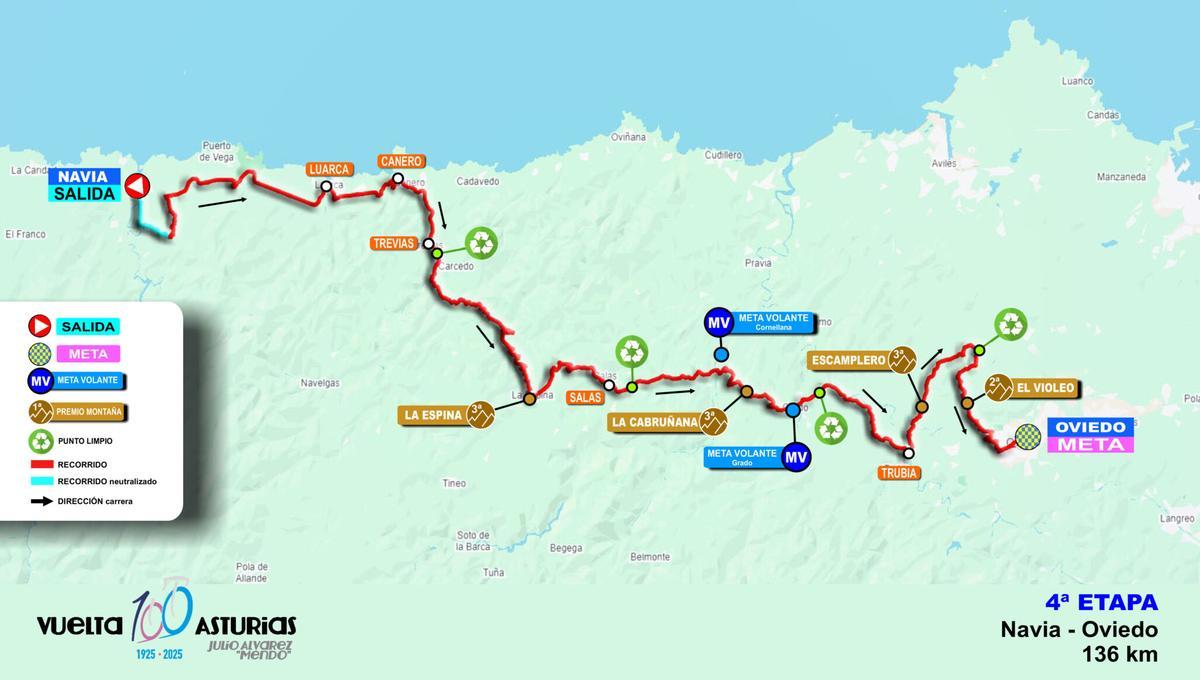 El recorrido de la etapa 4 de la Vuelta a Asturias 2025