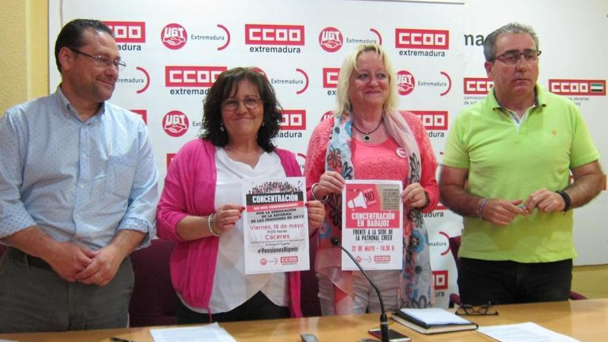 CCOO y UGT se movilizan en Extremadura por la violencia machista, las pensiones y la negociación