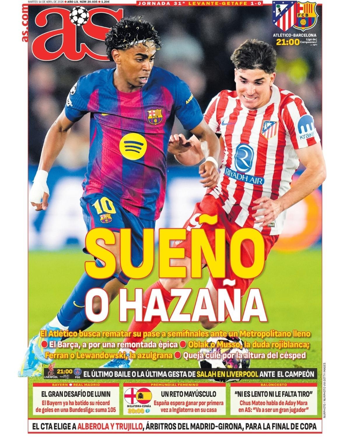La 'operación remontada', en las portadas de la prensa deportiva de hoy