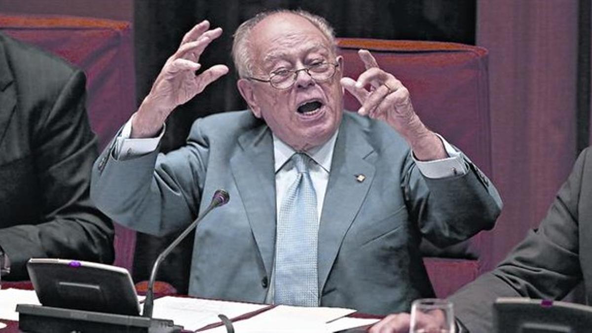 Jordi Pujol, durante su testimonio en el Parlament.