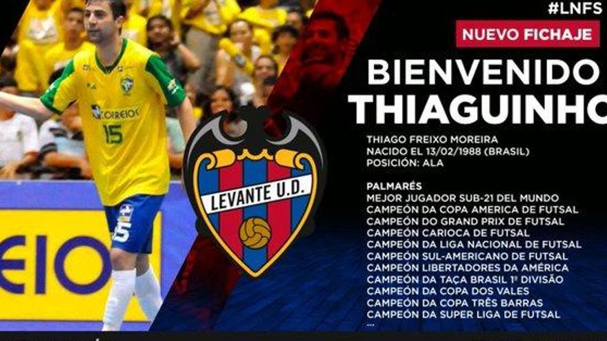 El Levante UD FS ficha a Thiaguinho Freixo