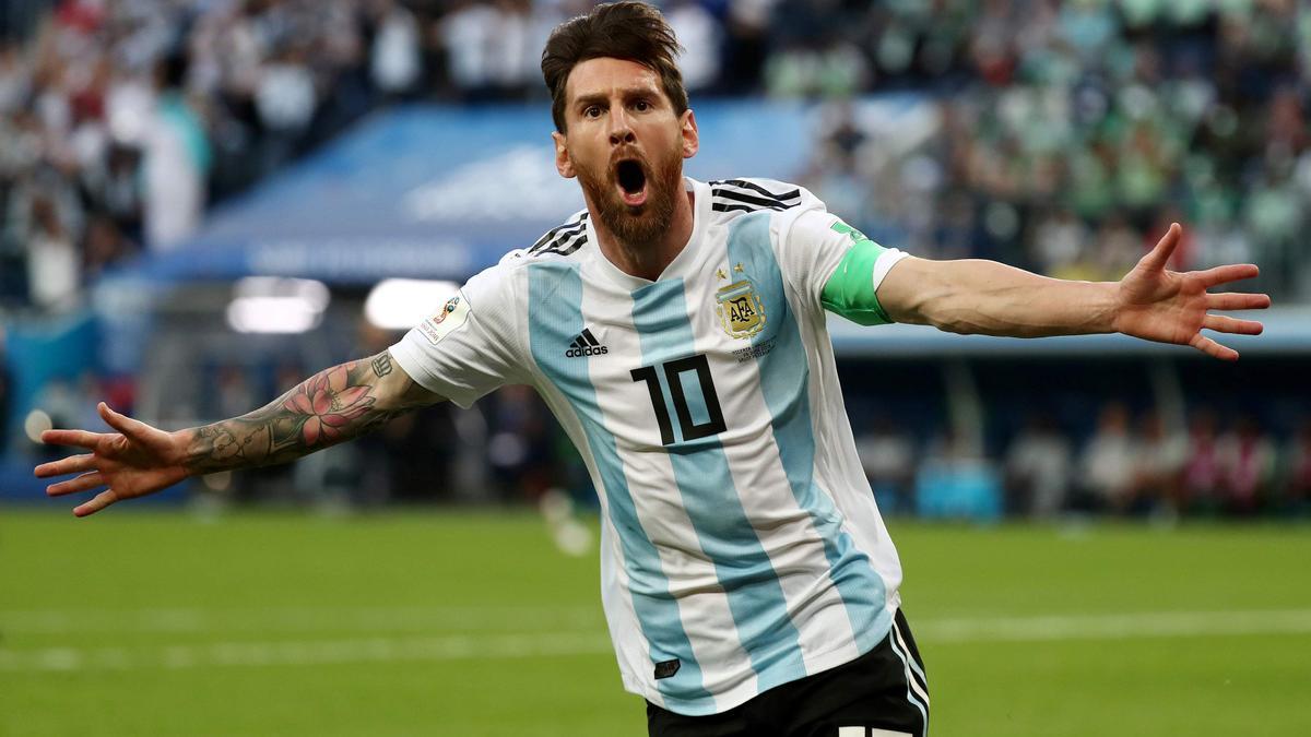 Messi celebrando un tanto con su selección