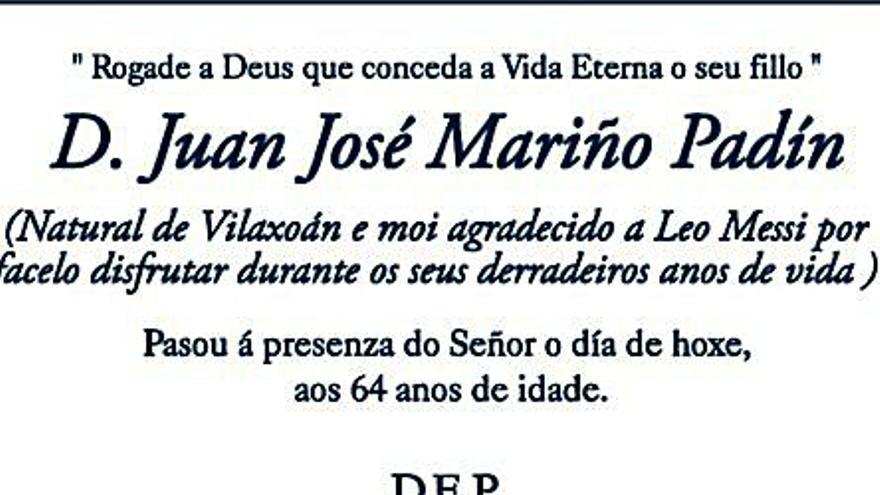 La esquela de un hincha de Messi se viraliza en Vilagarcía